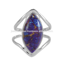 Natural Purple Copper Turquoise Gemstone 925 Solid Silver Ring Jewelry